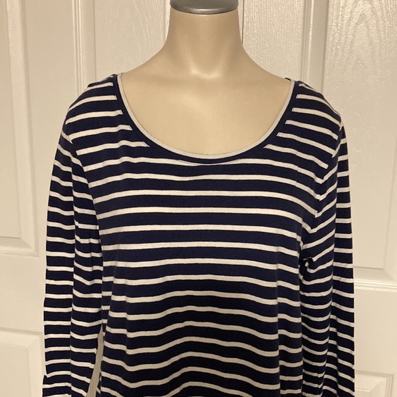 Ann Taylor LOFT Navy and White Striped Long Sleeve Top XL - Picture 2 of 15
